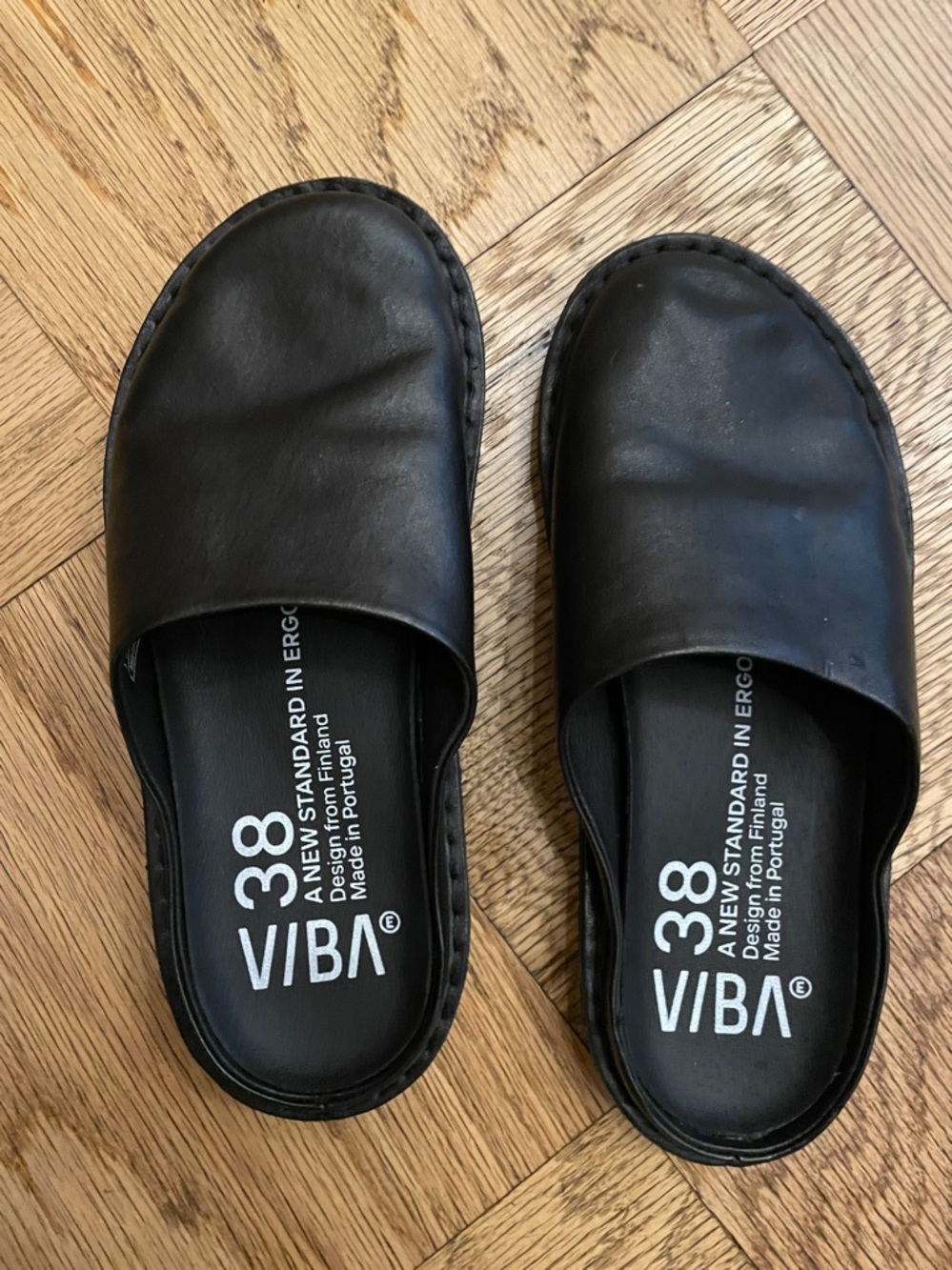 Viba Roma Mules in black leather size 38 or 7.5-8